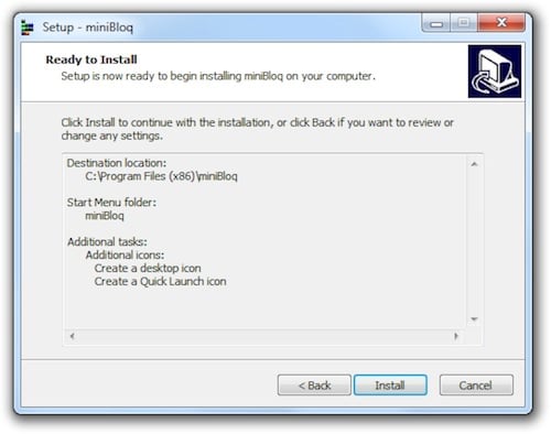 miniBloq Install - 07 Install Confirmation